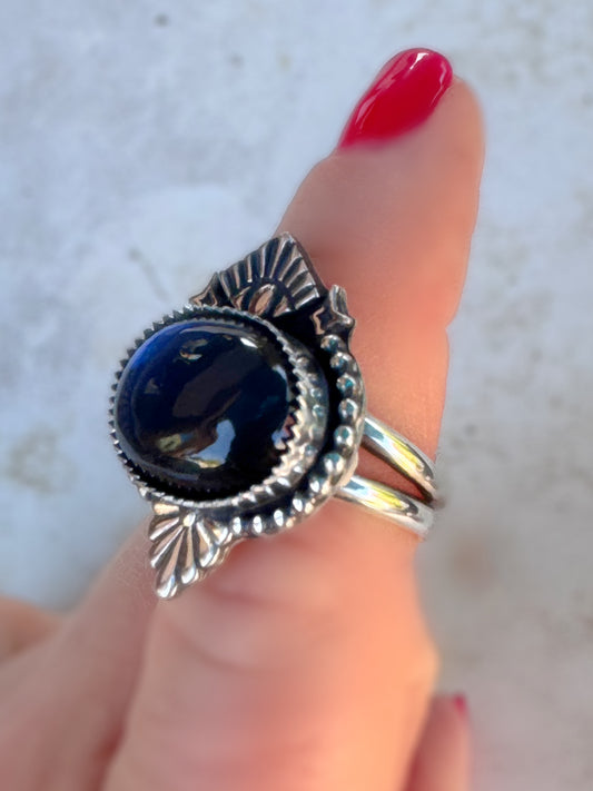 Labradorite Third Eye Talisman | Finished to Size Ring or Pendant in Fine + Sterling Silver