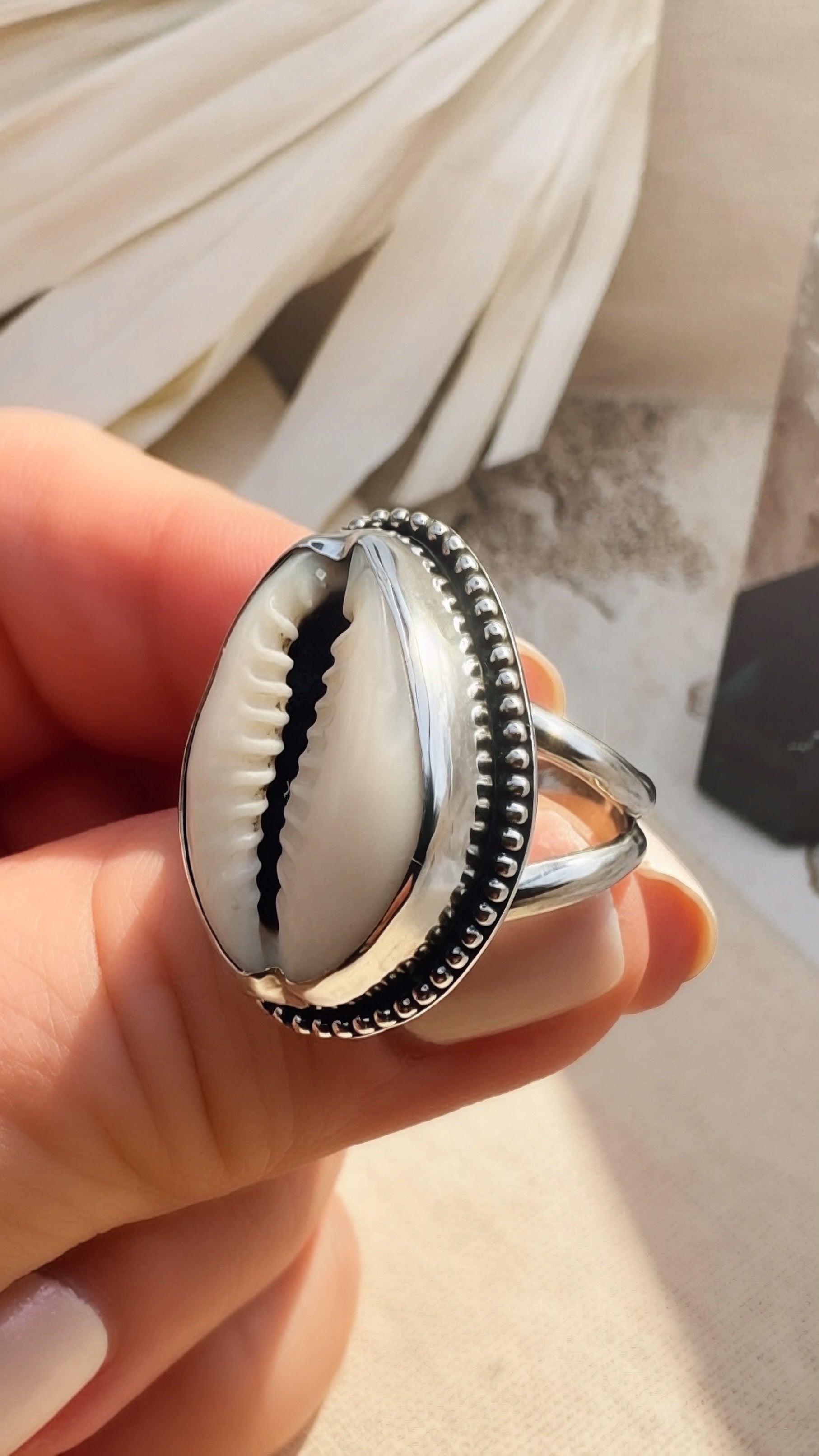 Cowrie Shell Statement Ring | Sterling Silver Ring