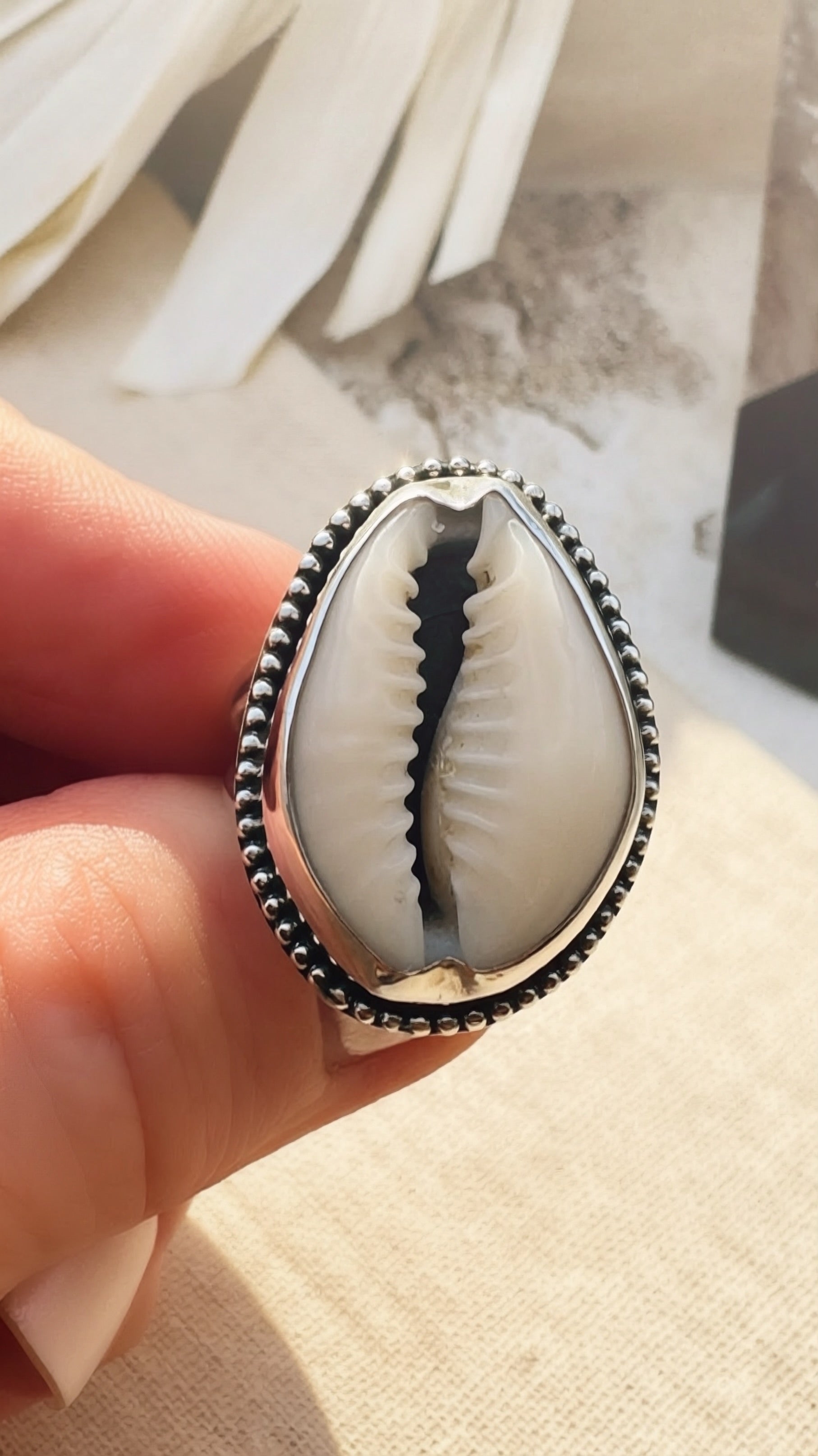 Cowrie Shell Statement Ring | Sterling Silver Ring