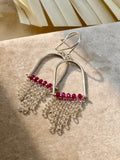The Cascade | Pink Ruby Sterling Silver Arch Earrings