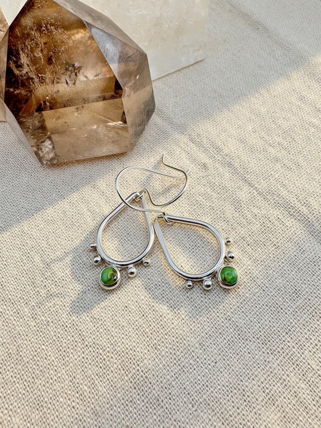 Sonoran Gold Turquoise Sterling Silver Drop Earrings
