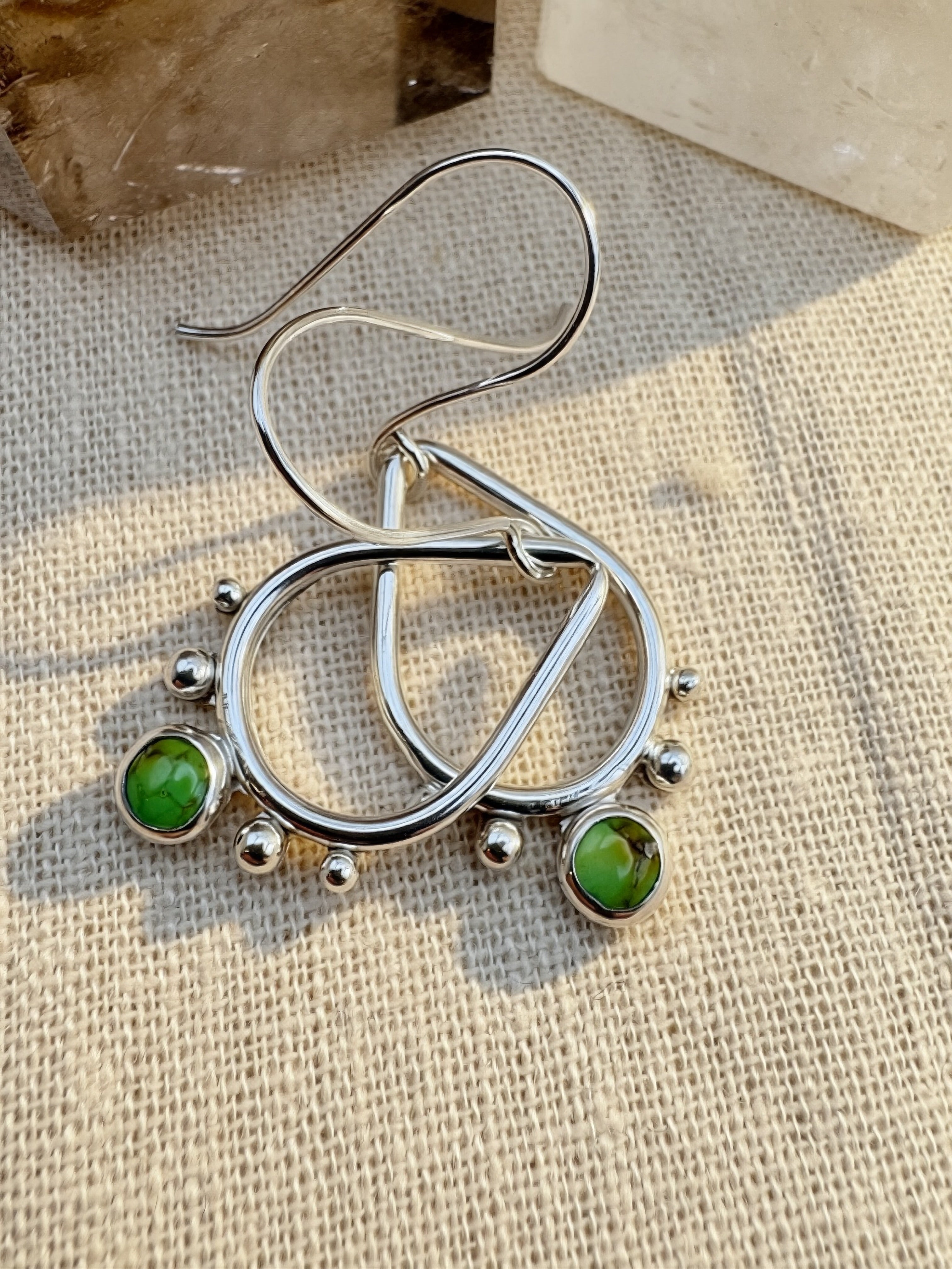 Sonoran Gold Turquoise Sterling Silver Drop Earrings