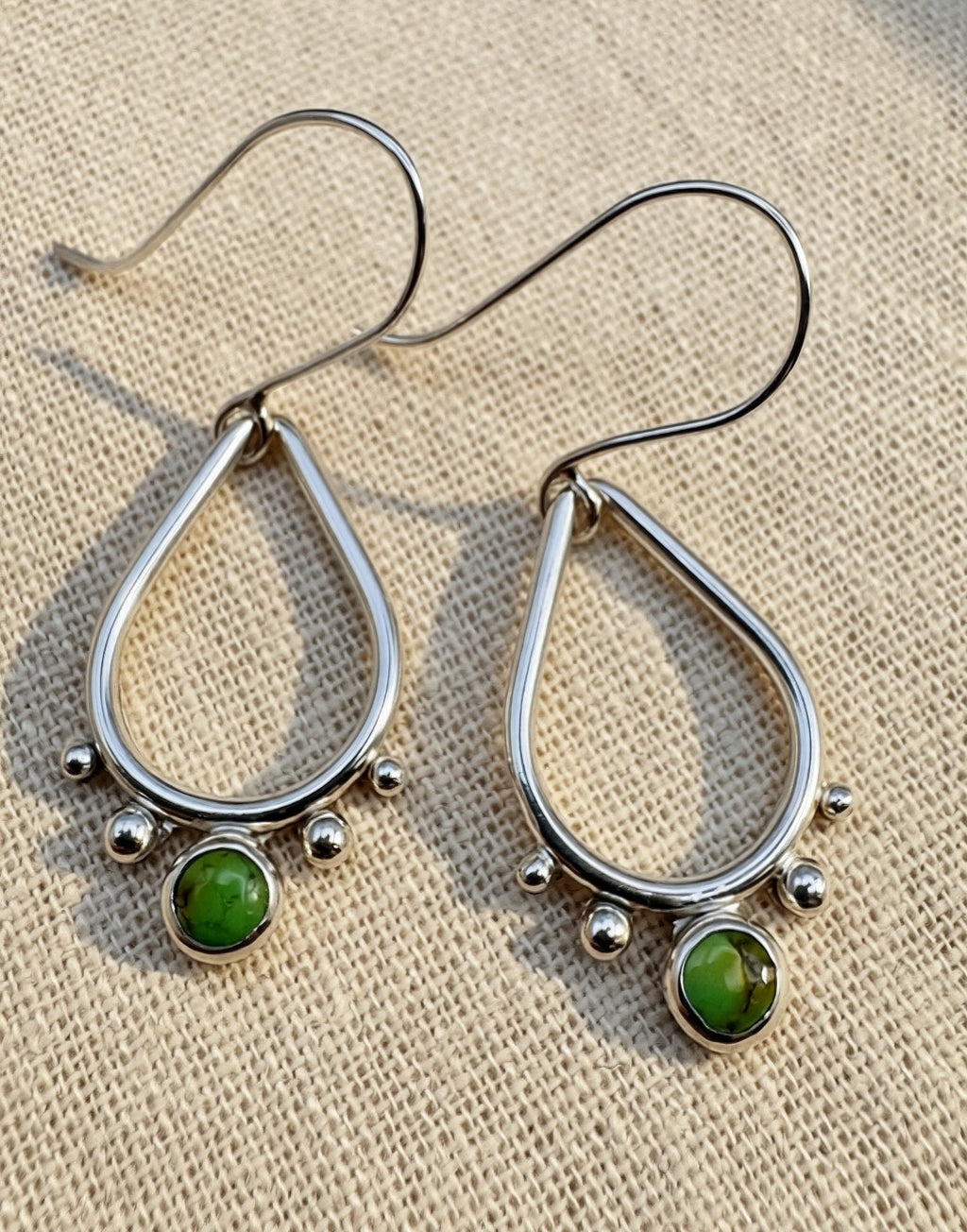 Sonoran Gold Turquoise Sterling Silver Drop Earrings