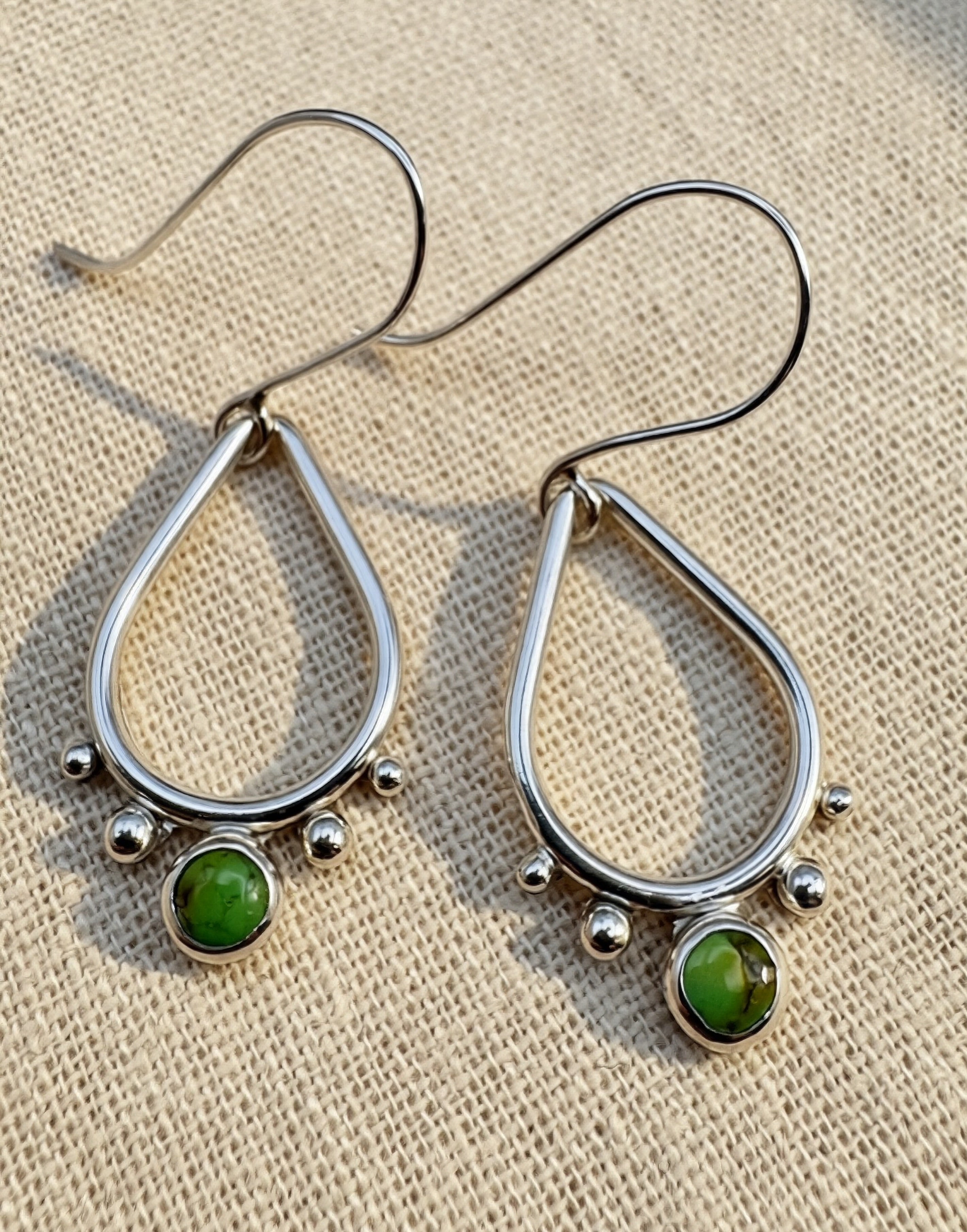 Sonoran Gold Turquoise Sterling Silver Drop Earrings