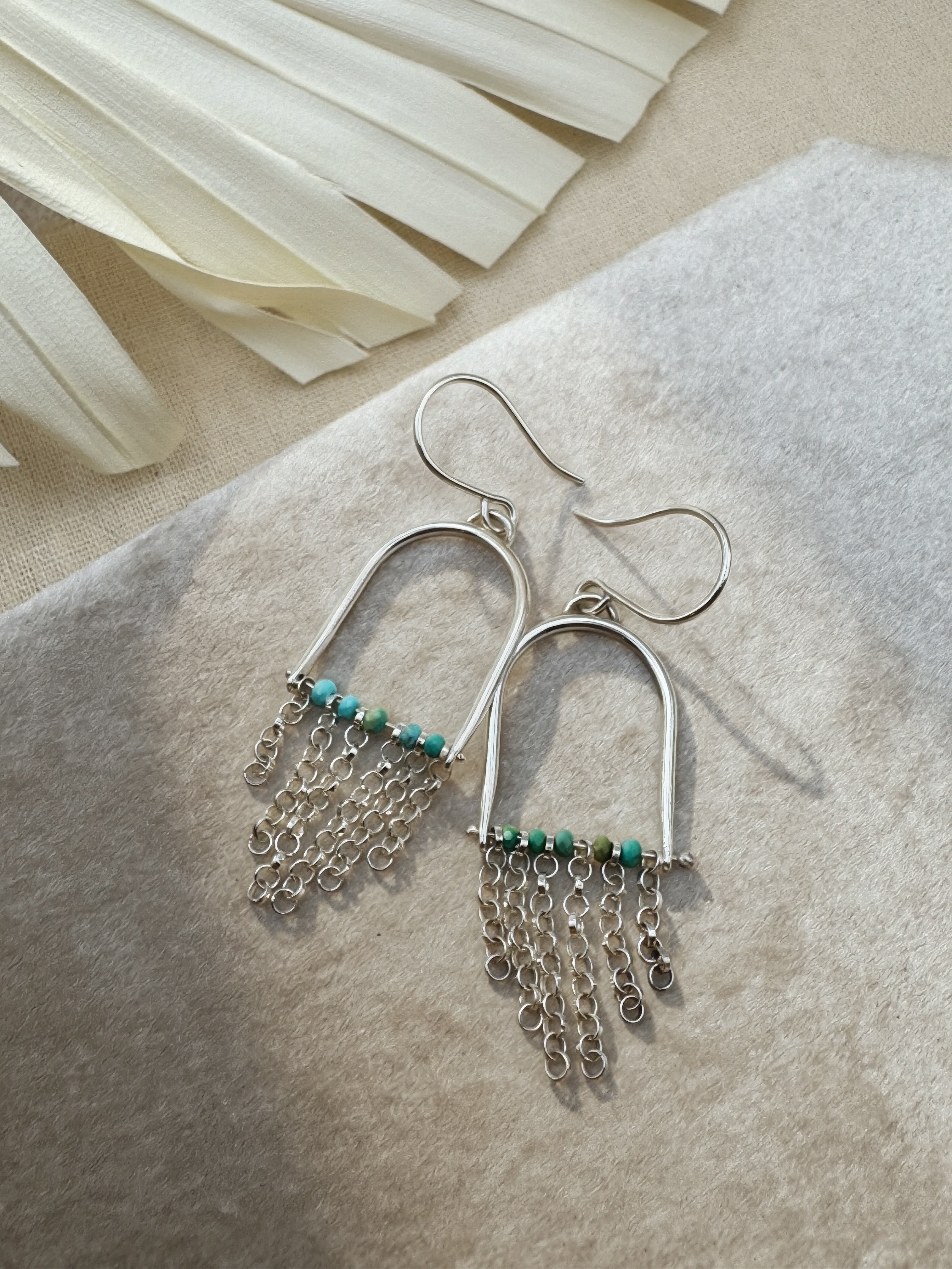 The Cascade | Morenci Turquoise Sterling Silver Arch Earrings