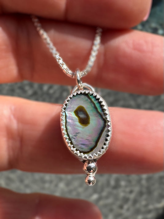 Abalone Shell Necklace – Fine & Sterling Silver on 18” Box Chain | Elemental Energy Collection