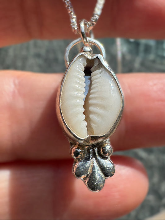 Silver Cowrie Shell Pendant | Elemental Energy Collection