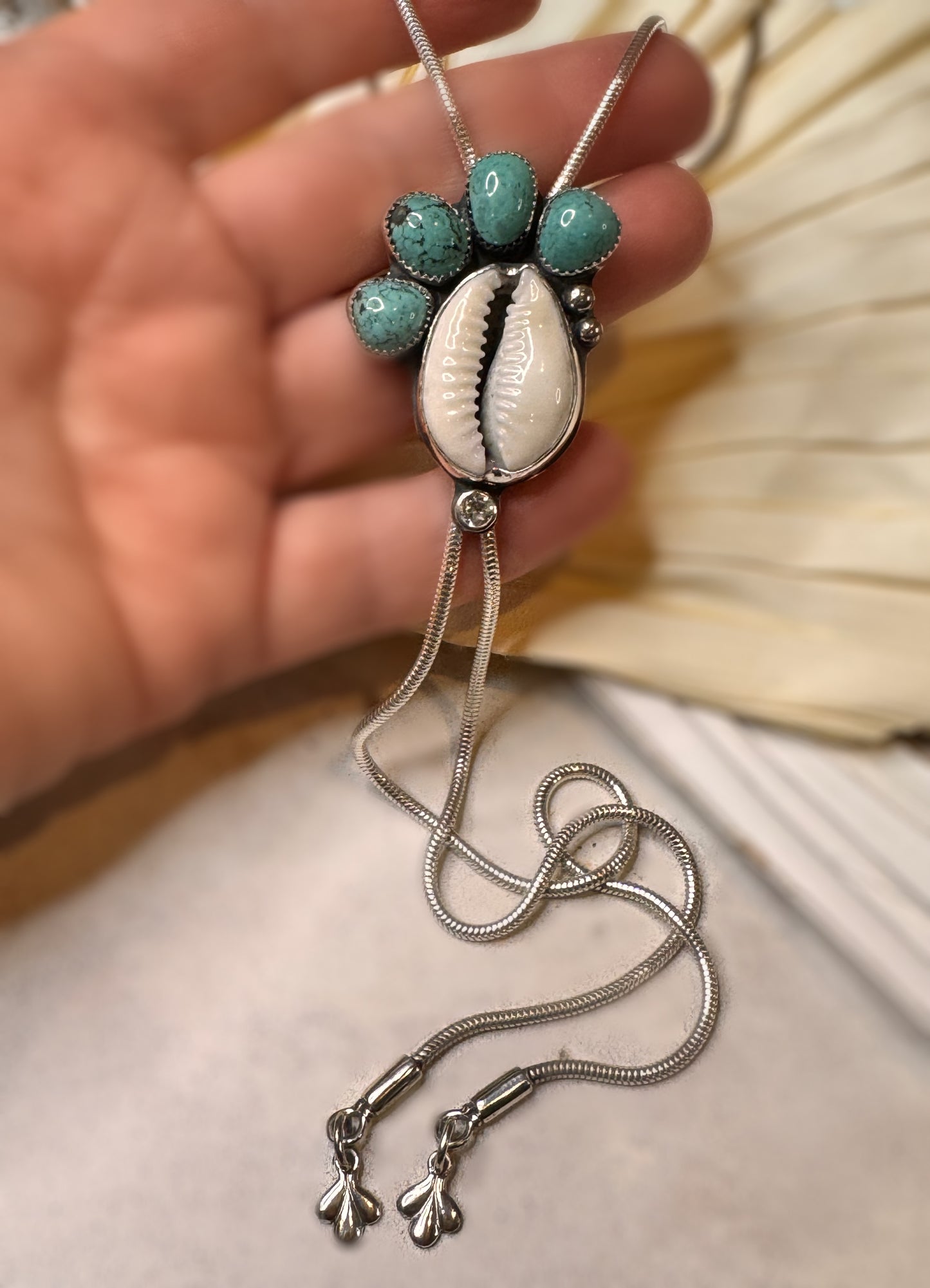 Tidebearer | Handmade Silver, Turquoise and Topaz Bolo Necklace