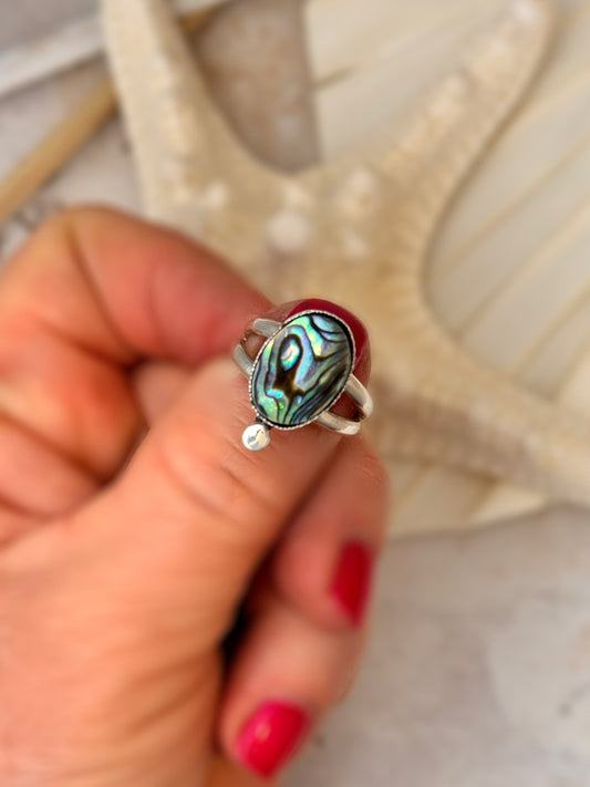 Abalone Shell Statement Ring (Custom Sized) | Sterling Silver | Coastal Jewelry