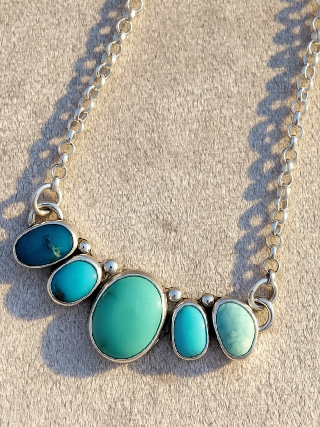 Sun + Shadow Necklace | Nugget Hole Apache & Sleeping Beauty Turquoise Ombré