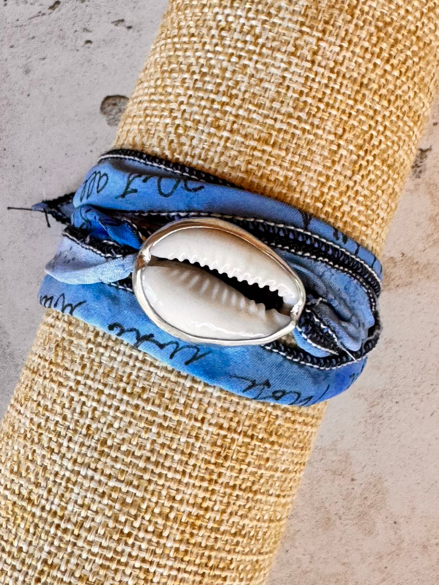 Handmade Cowrie Shell Silk Wrap | Sterling Silver Handmade Cowrie Shell Silk Wrap | Sterling Silver, Multiway Choker Bolo | Multiway Choker Bolo