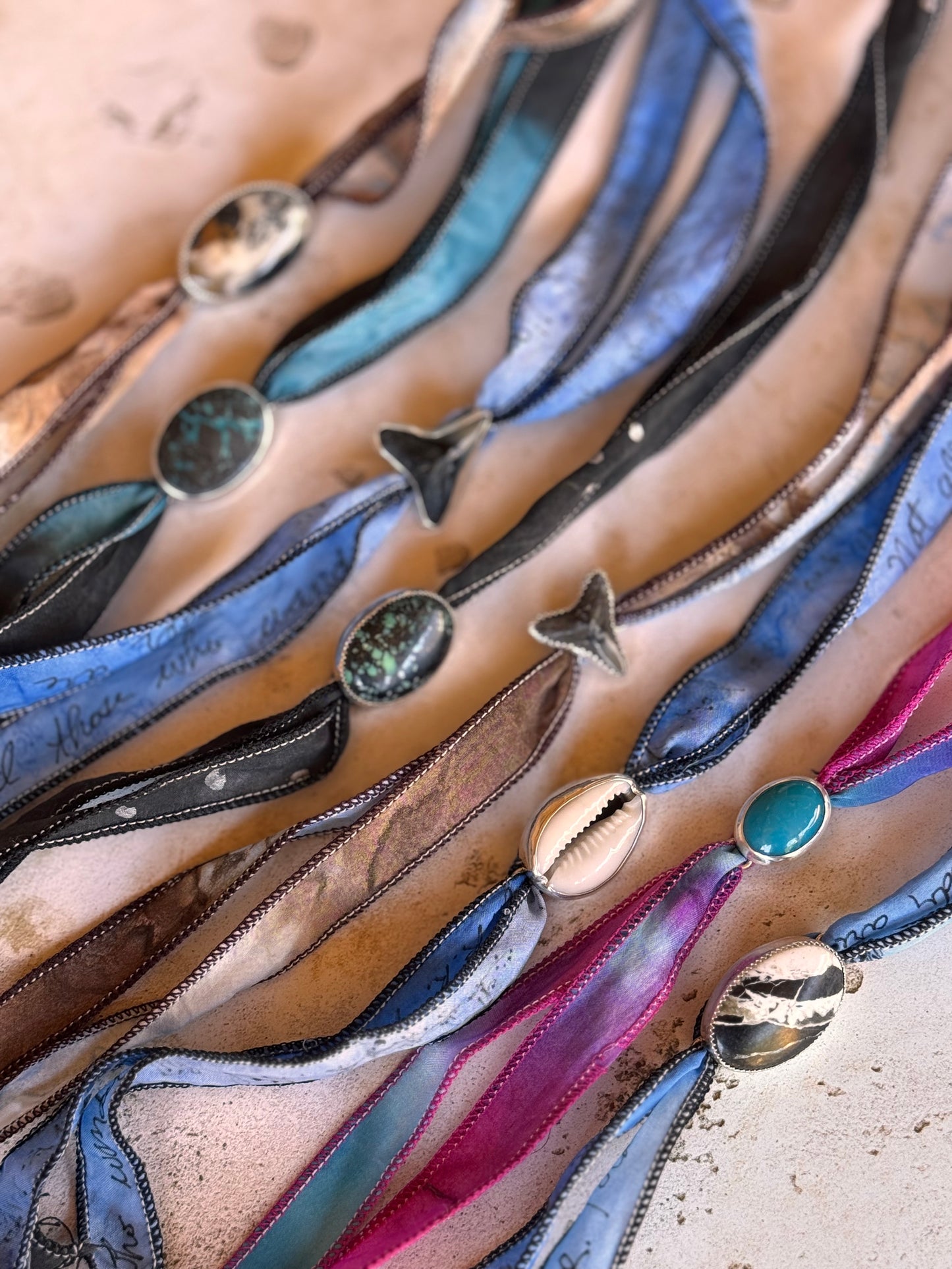 Crazy Lace Agate Silk Wrap Silver Jewelry | Handcrafted Ocean-Inspired Bracelet