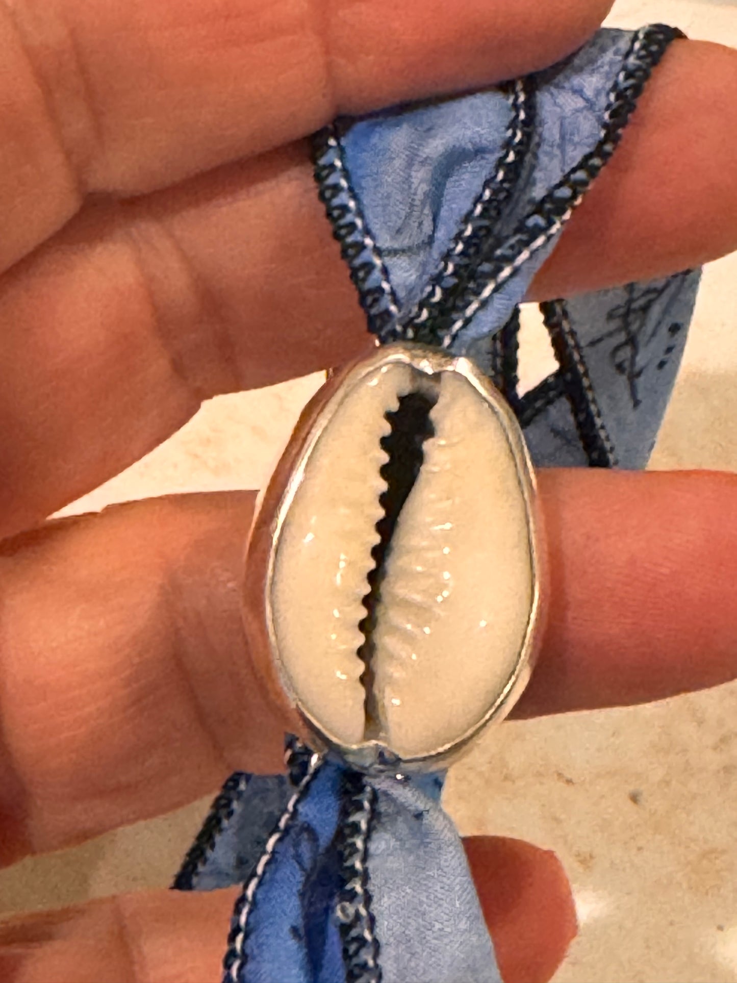 Handmade Cowrie Shell Silk Wrap | Sterling Silver Handmade Cowrie Shell Silk Wrap | Sterling Silver, Multiway Choker Bolo | Multiway Choker Bolo