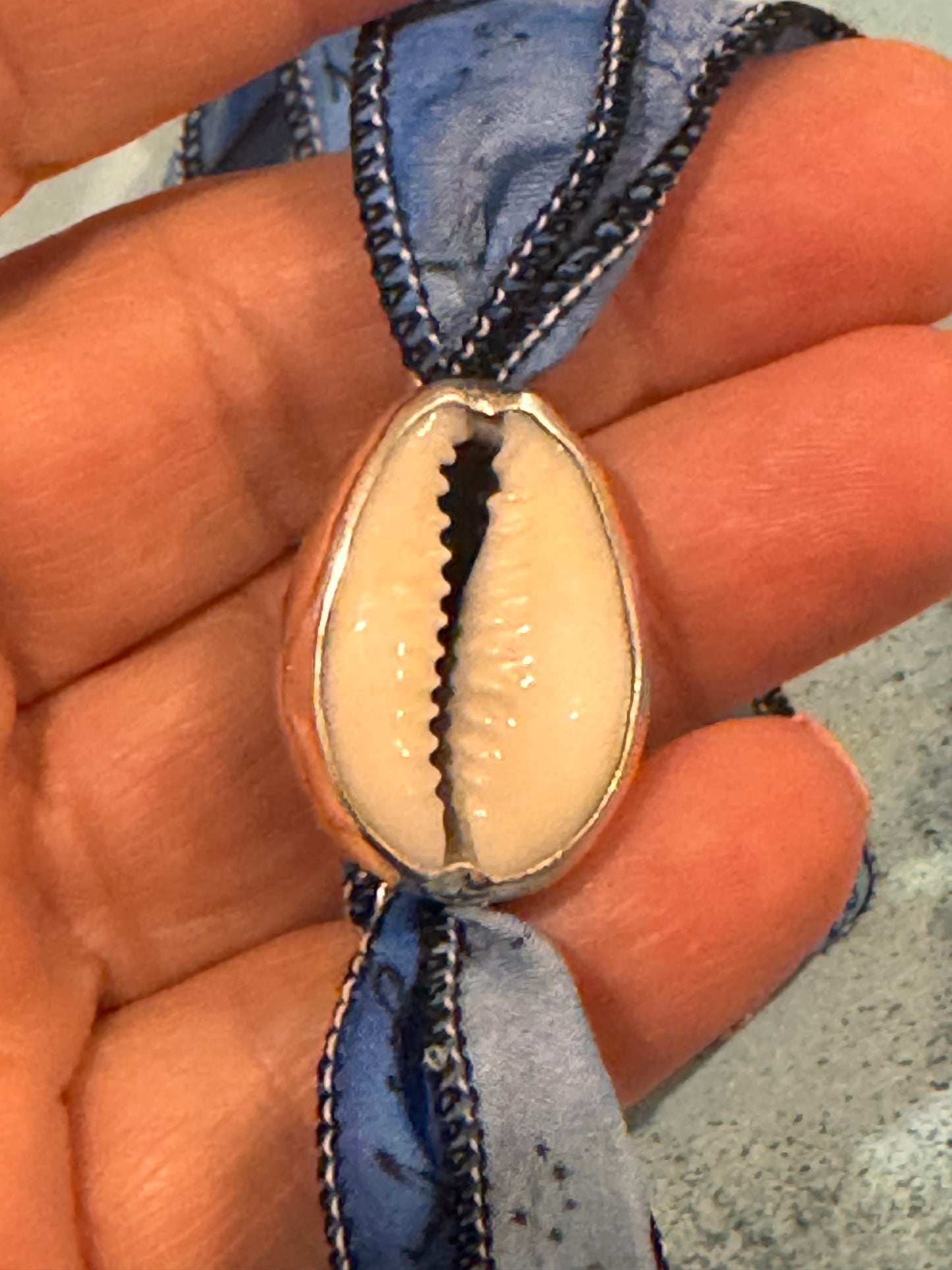 Handmade Cowrie Shell Silk Wrap | Sterling Silver Handmade Cowrie Shell Silk Wrap | Sterling Silver, Multiway Choker Bolo | Multiway Choker Bolo