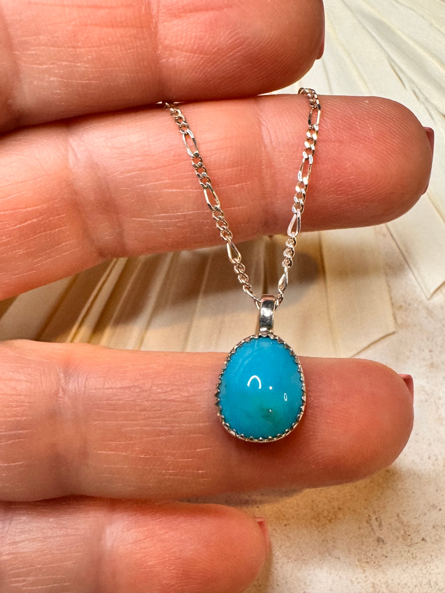 Bisbee Turquoise Anklet | Sterling Figaro Chain – Sun Salt Silver
