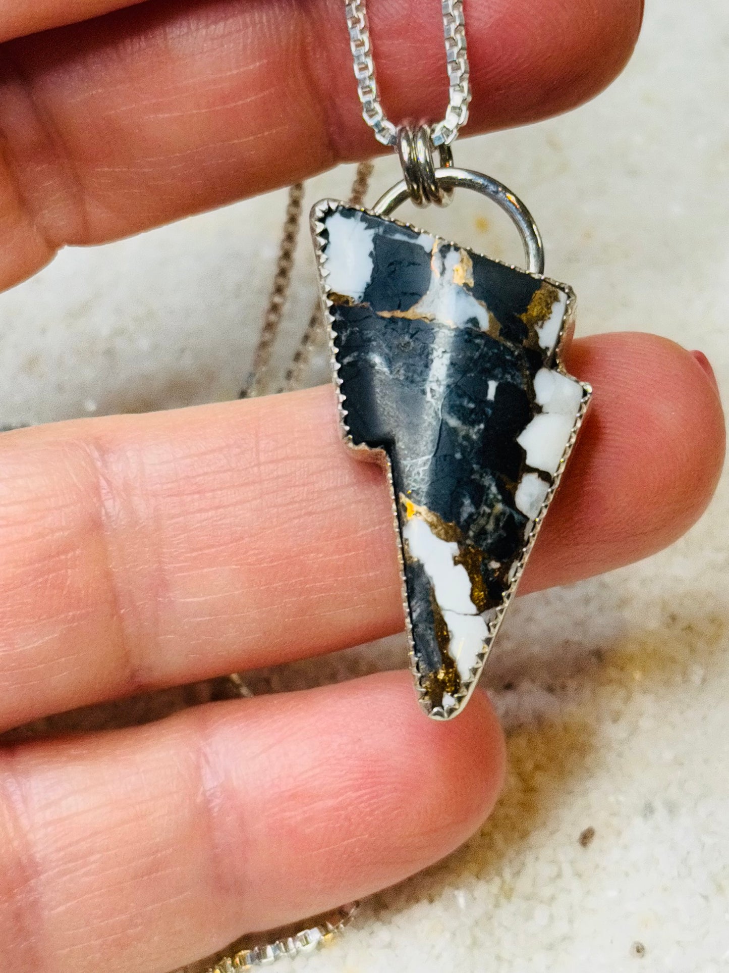 Dawnstrike | White Buffalo & Bronze Lightning Bolt Necklace – Sun Salt Silver