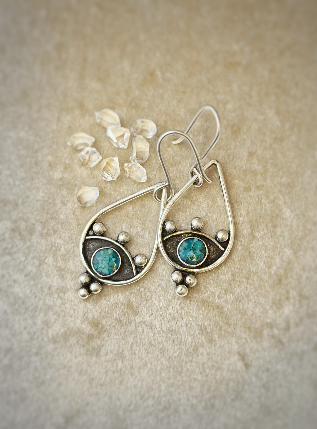 Light Seeker Earrings | Kingman Turquoise + Sterling Silver | Sun + Shadow Collection