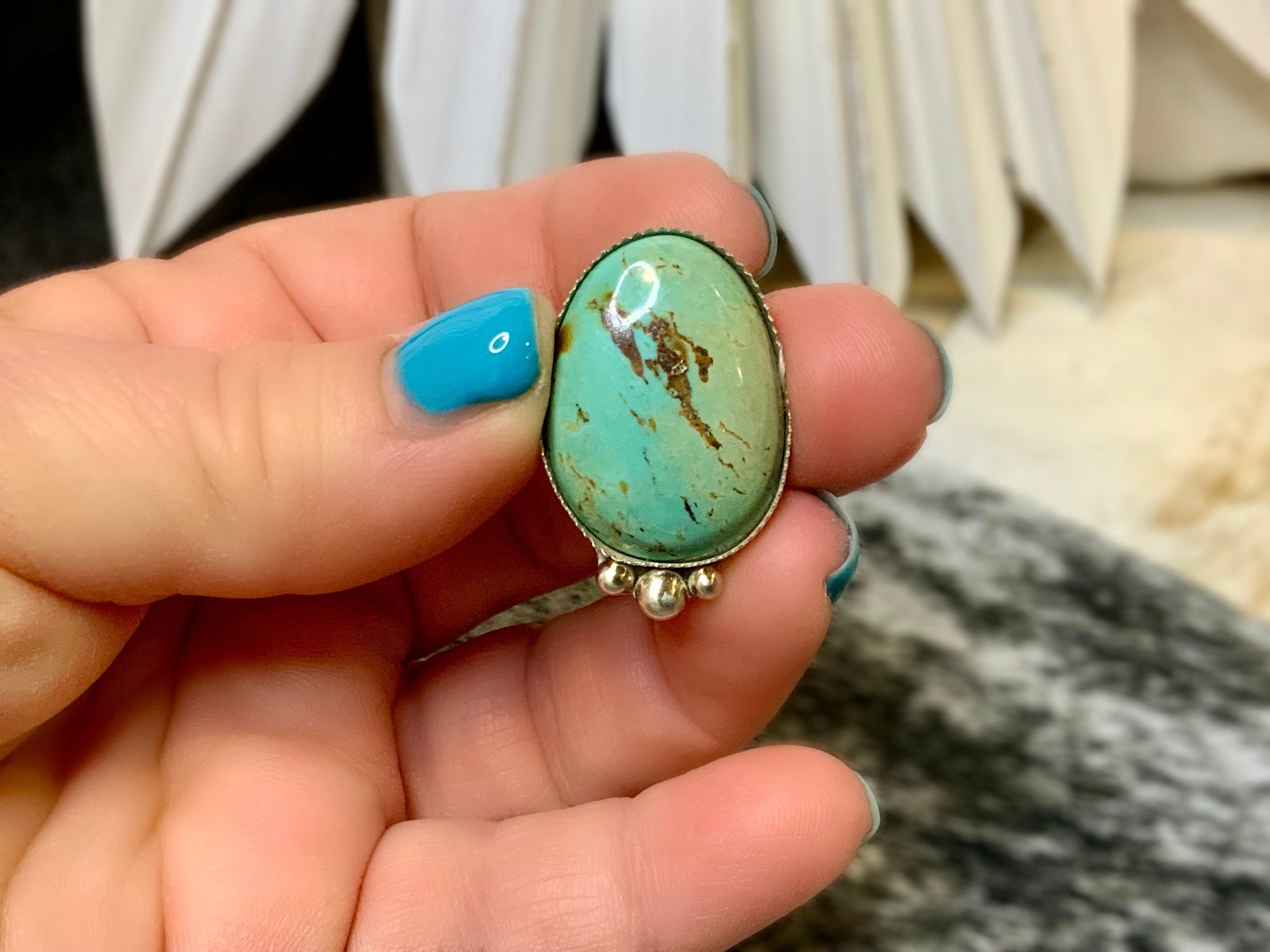 Finished to Size Ring or Pendant, No. 8 Turquoise, OOAK Beautiful Turquoise Semi Custom Piece in Sterling Silver - Summer, Green Turquoise