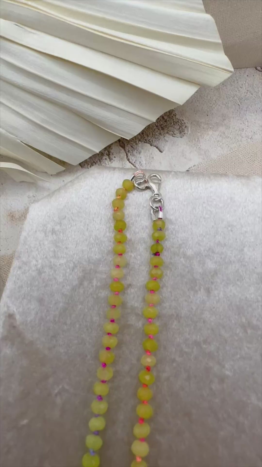 Hand Knotted Green Candy Jade Necklace with Rainbow Silk