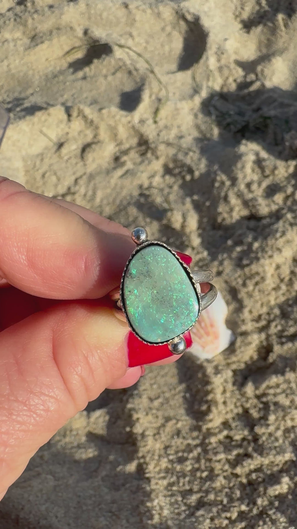Harmony Australian Opal Doublet Ring | Sterling Silver Split Shank Jewelry | Customizable Boho Statement Ring or Pendant | Green and Blue