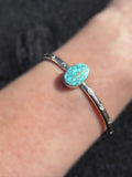 Blue Moon Turquoise Stacker Cuff | Sterling Silver Pastel Bracelet | Minimalist Boho Jewelry | Adjustable Handmade Turquoise Bangle