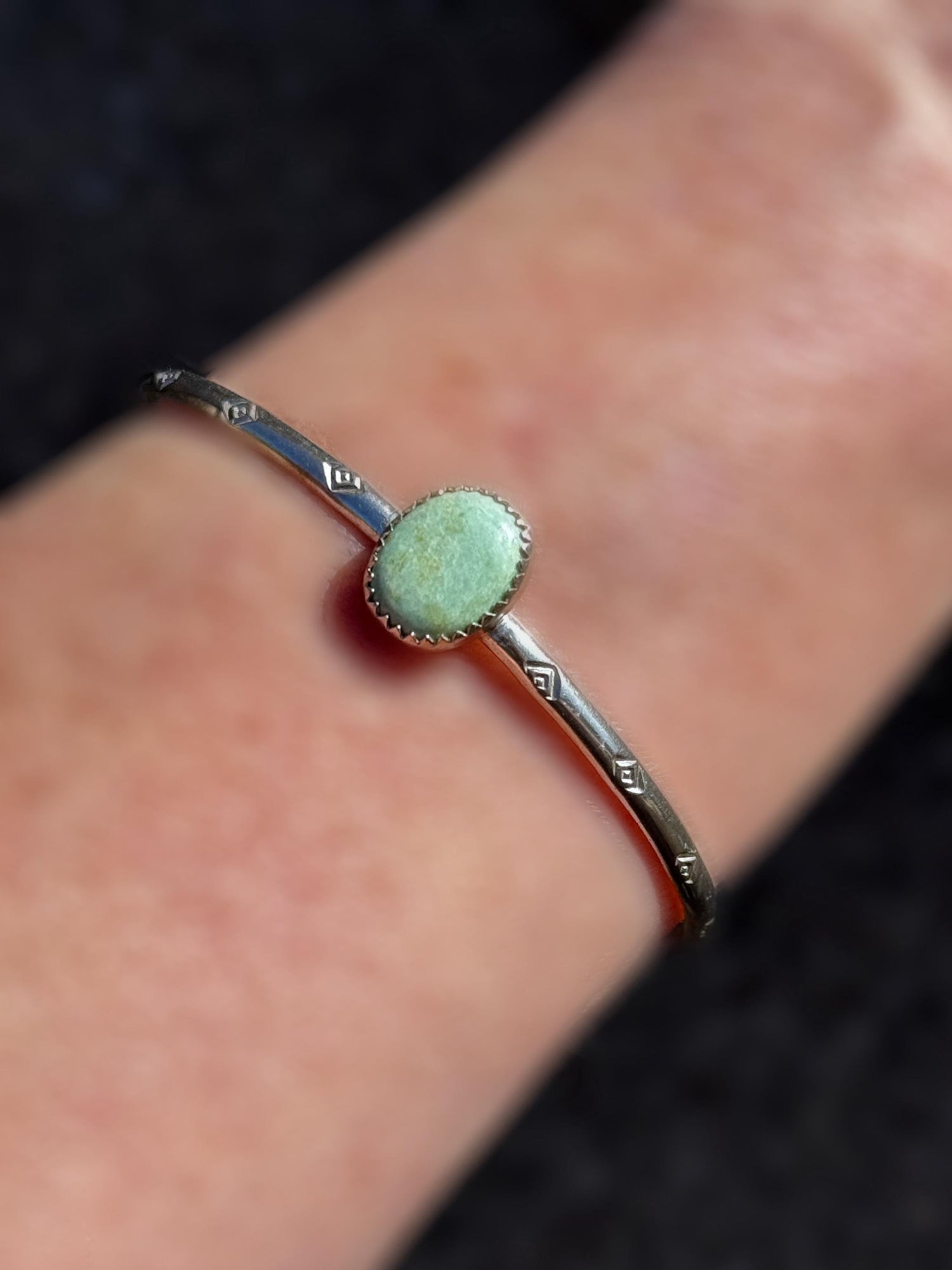 Mint Green Turquoise Stacker Bracelet | Sterling Silver Minimalist Cuff | Handmade Pastel Boho Jewelry | Adjustable Lime Cream Turquoise