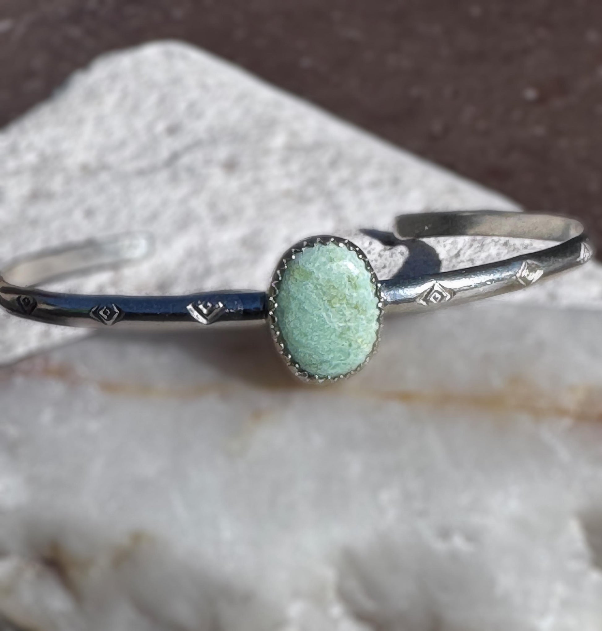 Mint Green Turquoise Stacker Bracelet | Sterling Silver Minimalist Cuff | Handmade Pastel Boho Jewelry | Adjustable Lime Cream Turquoise
