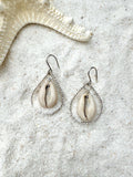 Cowrie Shell Earrings, Sterling Silver Earrings - Ocean Inspired, Gift for Her, Shell Silver Dangle Earrings, Beach Jewelry