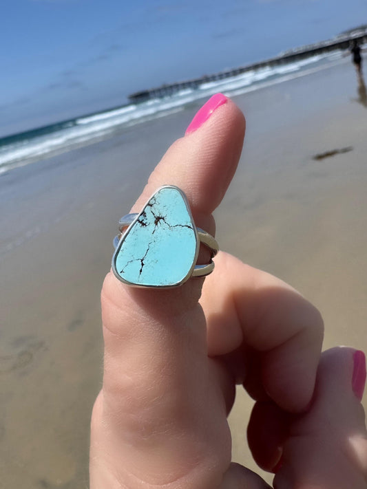 Golden Hills Turquoise Ring | Handmade Fine and Sterling Silver Statement Ring | Ready to Ship | Sky Blue Ring | Size 6 3/4