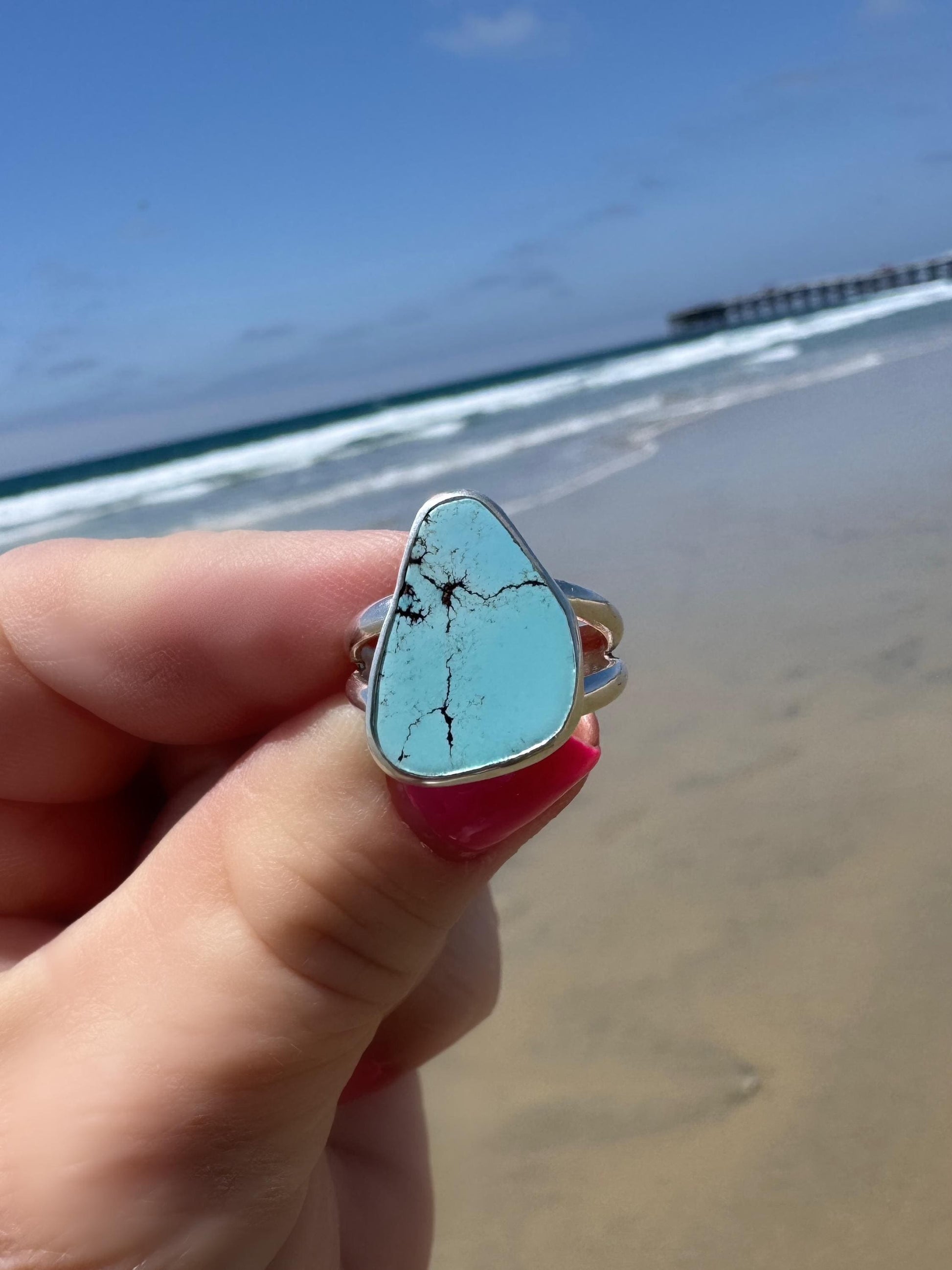 Golden Hills Turquoise Ring | Handmade Fine and Sterling Silver Statement Ring | Ready to Ship | Sky Blue Ring | Size 6 3/4