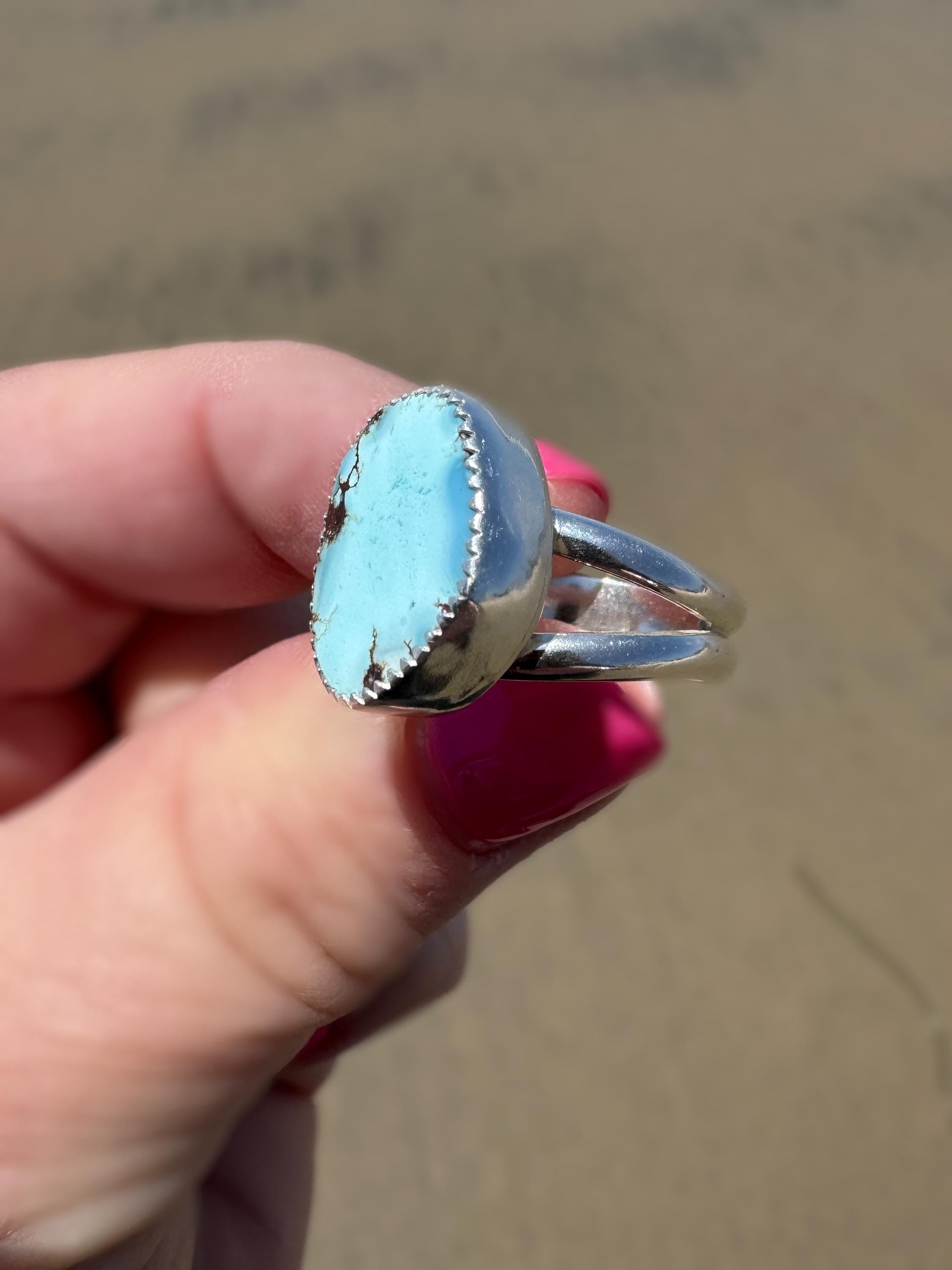 Golden Hills Turquoise Ring | Handmade Fine and Sterling Silver Statement Ring | Ready to Ship | Sky Blue Ring | Size 6