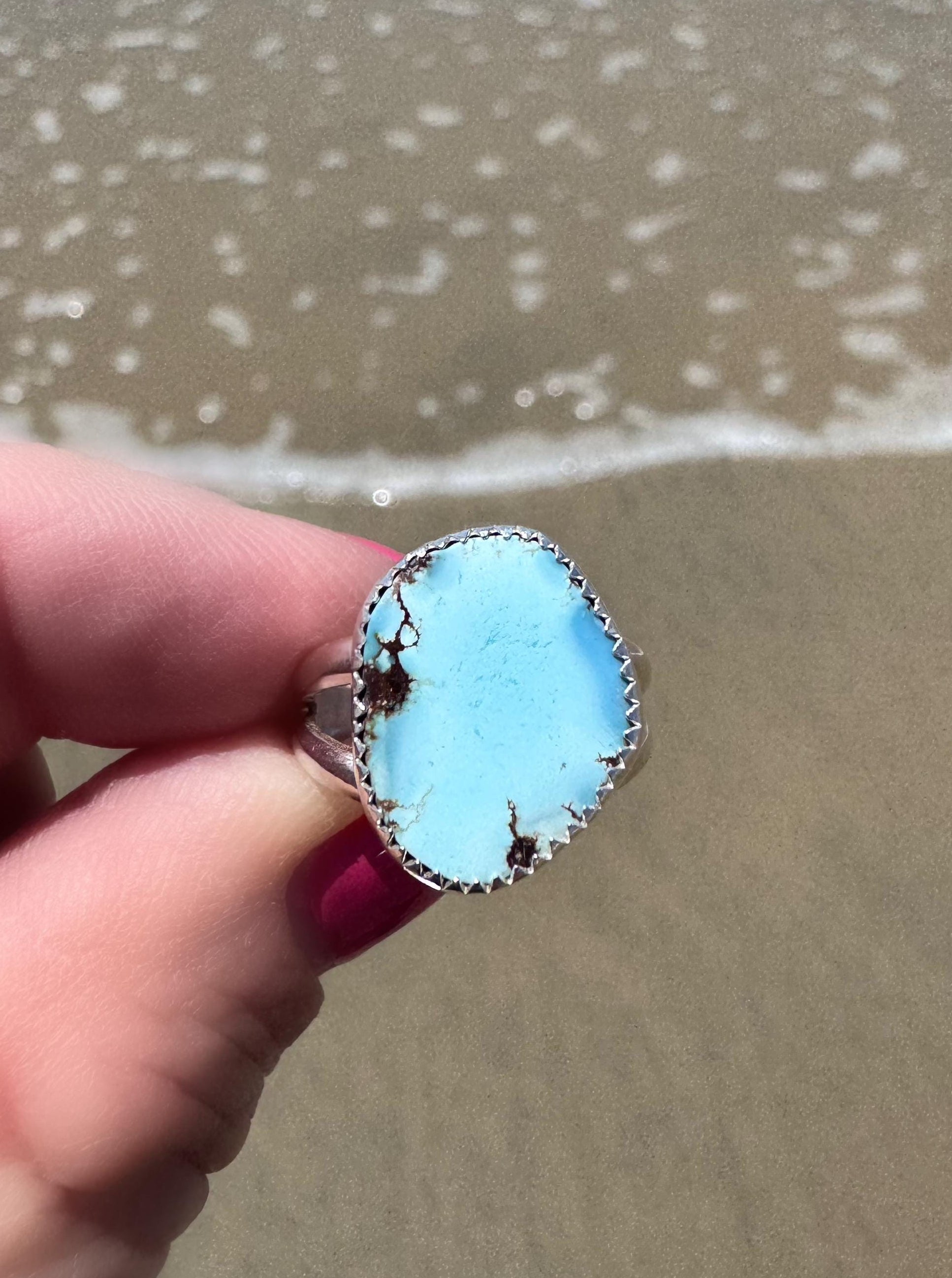 Golden Hills Turquoise Ring | Handmade Fine and Sterling Silver Statement Ring | Ready to Ship | Sky Blue Ring | Size 6
