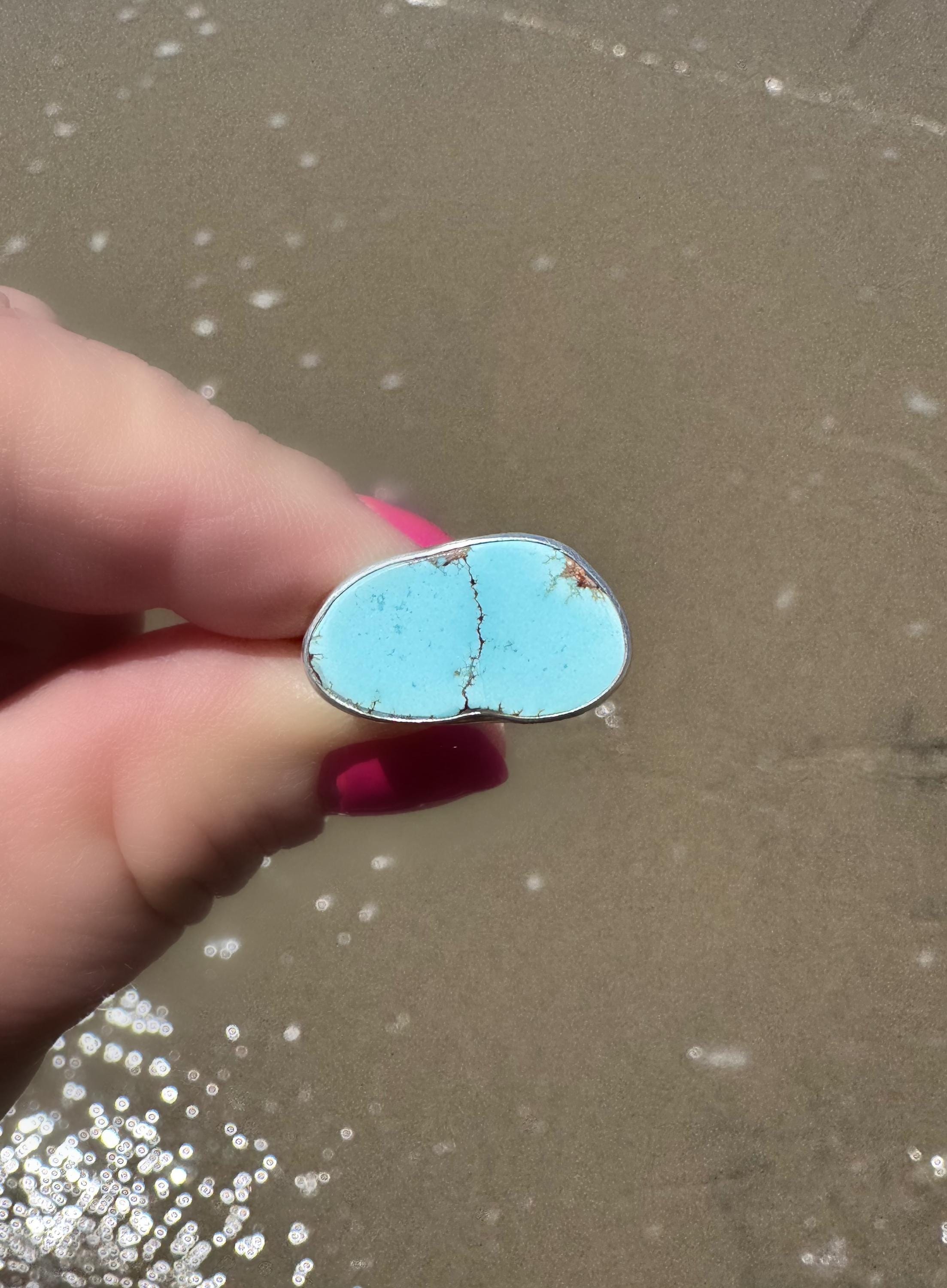 Golden Hills Turquoise Ring | Handmade Fine and Sterling Silver Statement Ring | Ready to Ship | Sky Blue Ring | Size 8