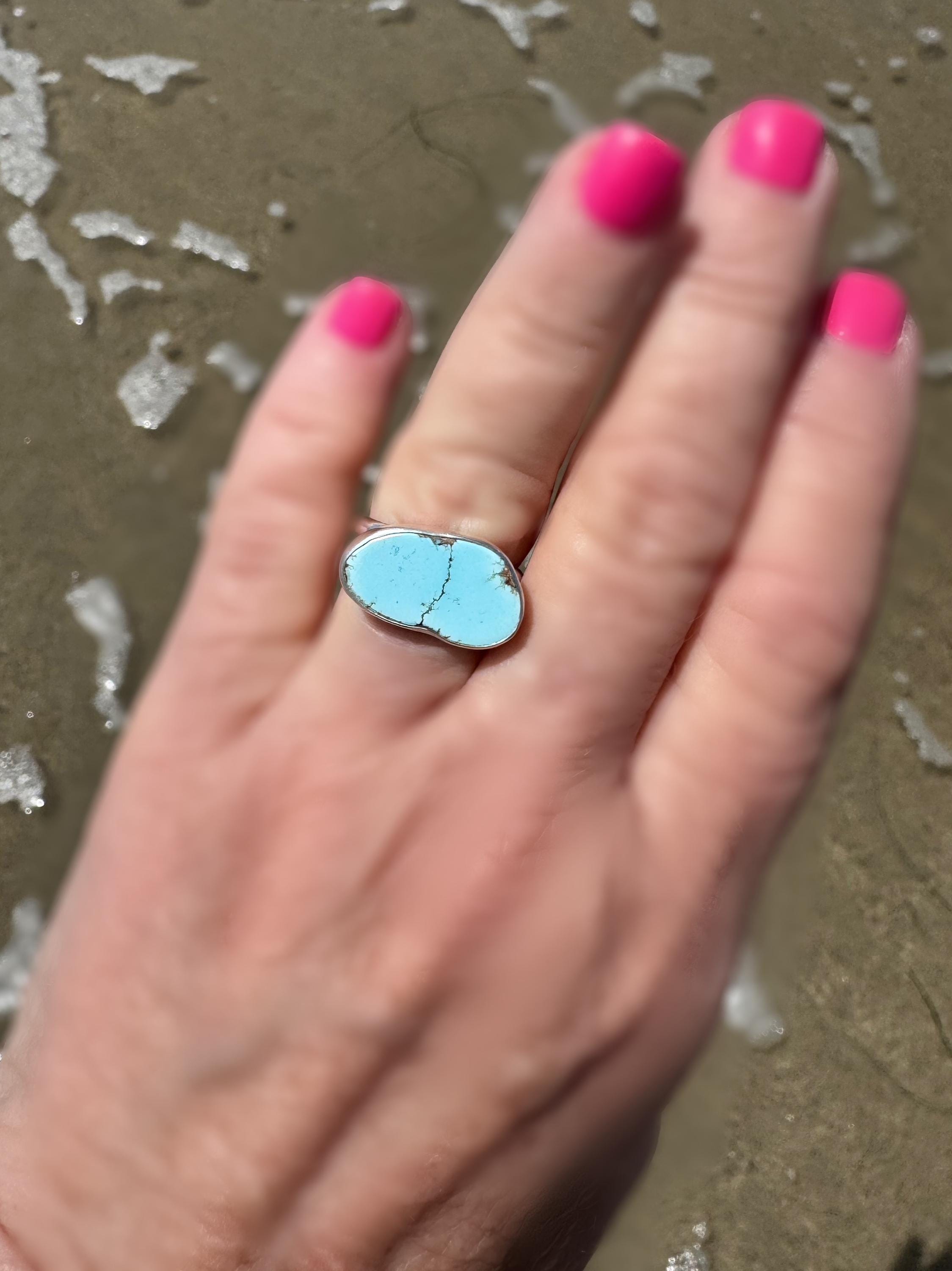 Golden Hills Turquoise Ring | Handmade Fine and Sterling Silver Statement Ring | Ready to Ship | Sky Blue Ring | Size 8