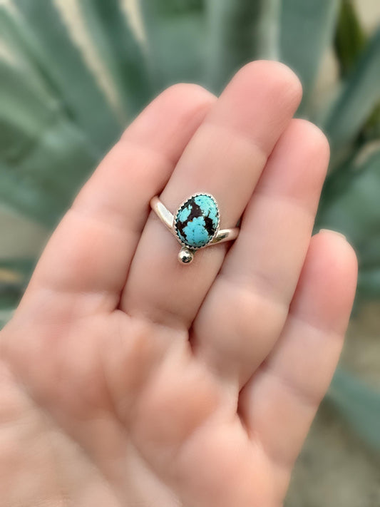 No. 8 Turquoise Dainty Wishbone Ring | Fine & Sterling Silver Boho Statement Ring | One-of-a-Kind Rock n Roll Western Coastal Jewelry