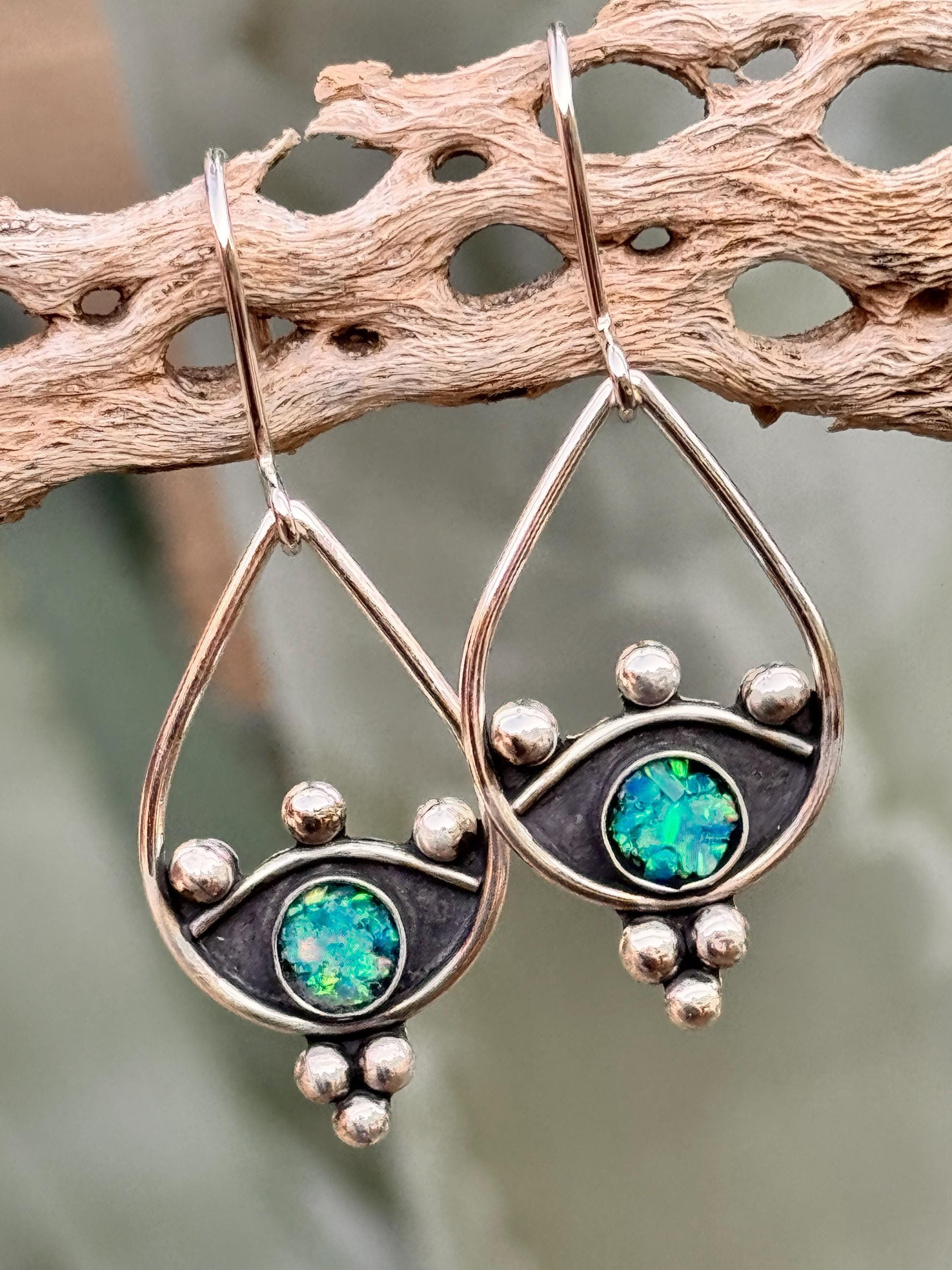 Turquoise Earrings, Sterling Silver Earrings - Boho Cowgirl, Gift for Her, Bohemian, Silver Dangle Earrings, Mohave Turquoise