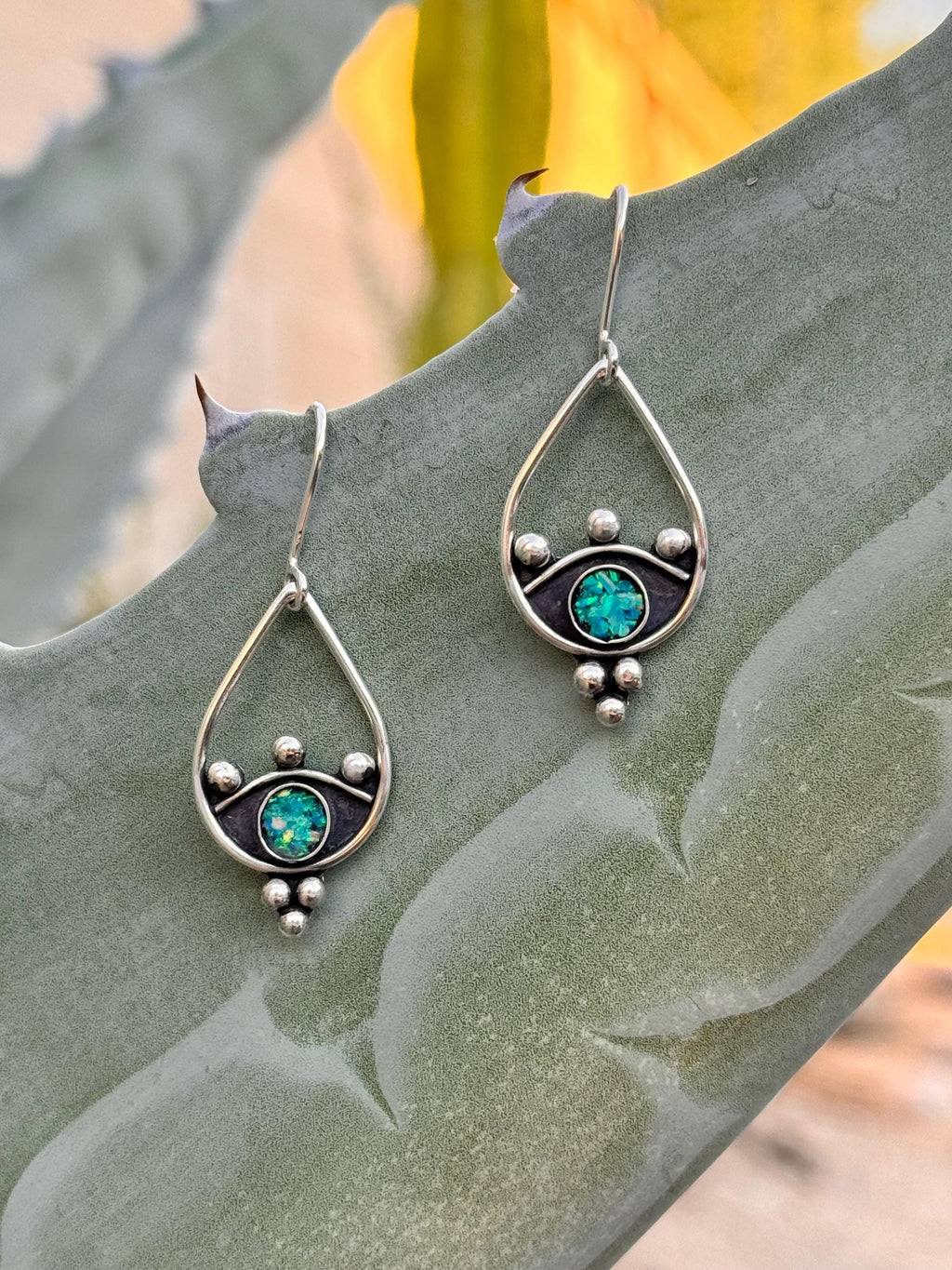 Turquoise Earrings, Sterling Silver Earrings - Boho Cowgirl, Gift for Her, Bohemian, Silver Dangle Earrings, Mohave Turquoise