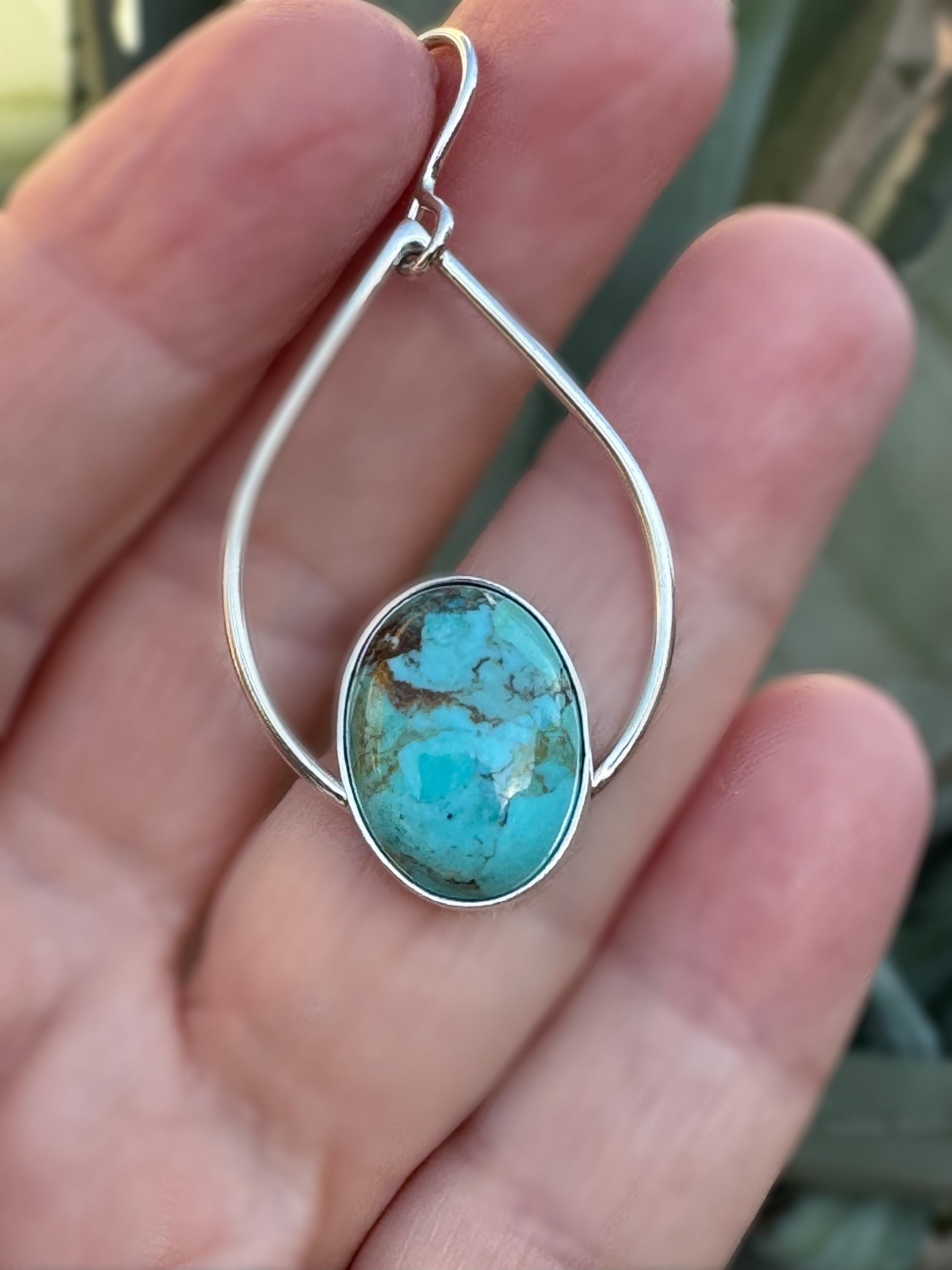Turquoise Earrings, Sterling Silver Earrings - Boho Cowgirl, Gift for Her, Bohemian, Silver Dangle Earrings, Mohave Turquoise
